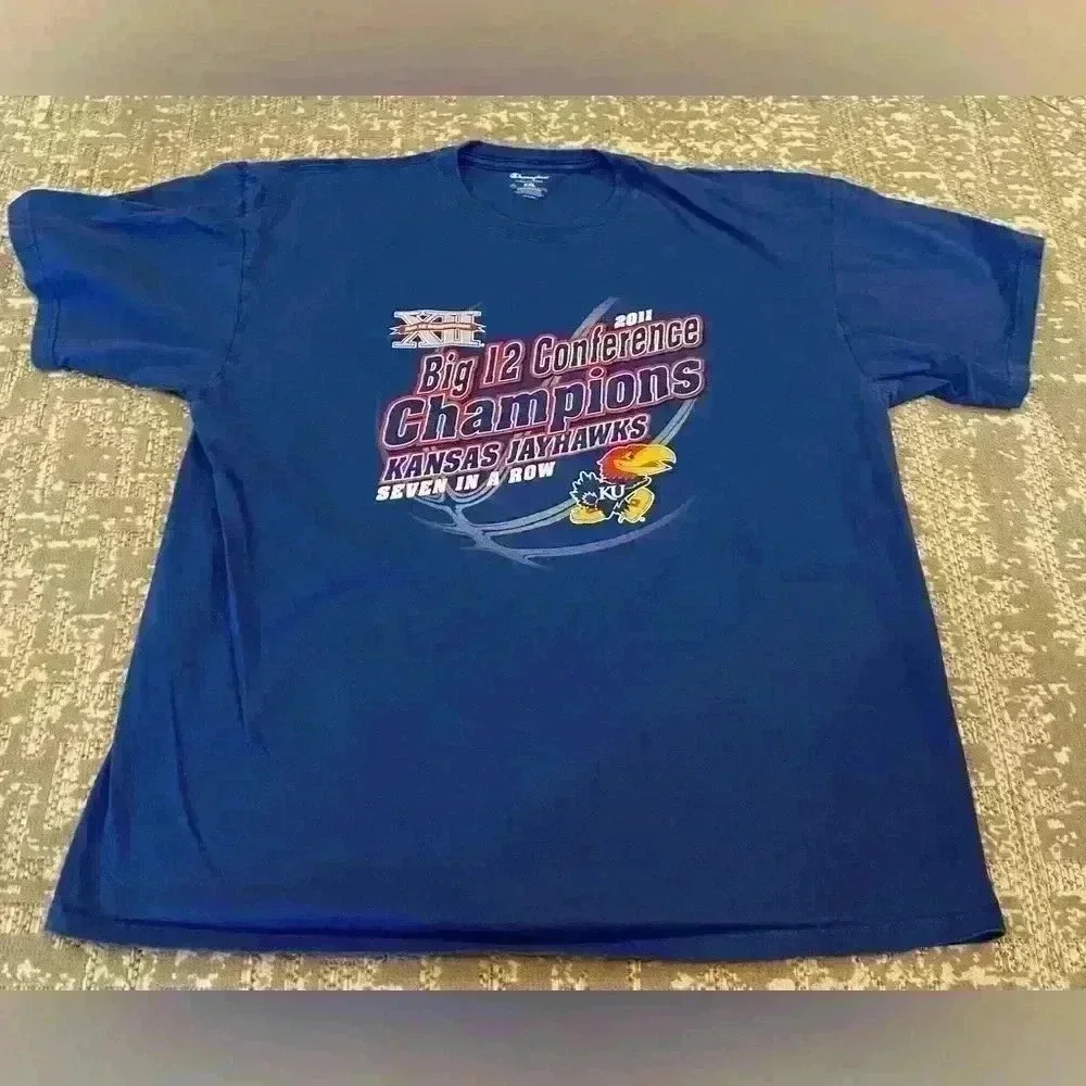 Kansas Jayhawks 2011 Big 12 Champs Short Sleeve Men’s size 2XL color‎ Blue